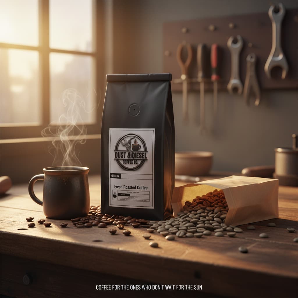 A fresh cup of dark coffee ready for an early morning